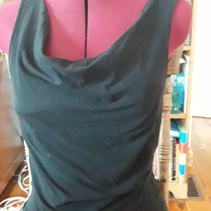 Cowl neck sleeveless black tank